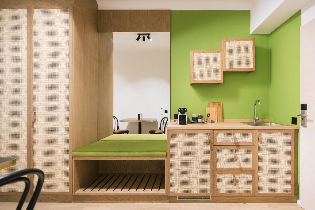 Kuchyň nebo kuchyňský kout v ubytování Bio-Hotel Schani Wienblick