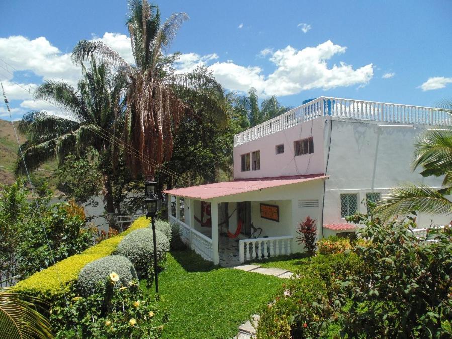 uma casa branca com uma palmeira em frente em Hotel Bella Vista Isla Del Sol em Prado