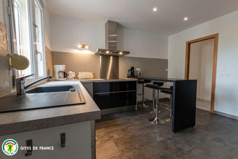 a kitchen with a sink and a counter top at L&#39;Appart de La Goutte d&#39;Or in Avize
