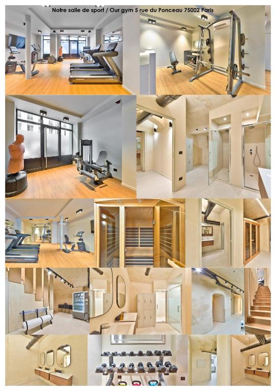 a collage of photos of a house at 15 Atelier Montorgueil Super Héros in Paris