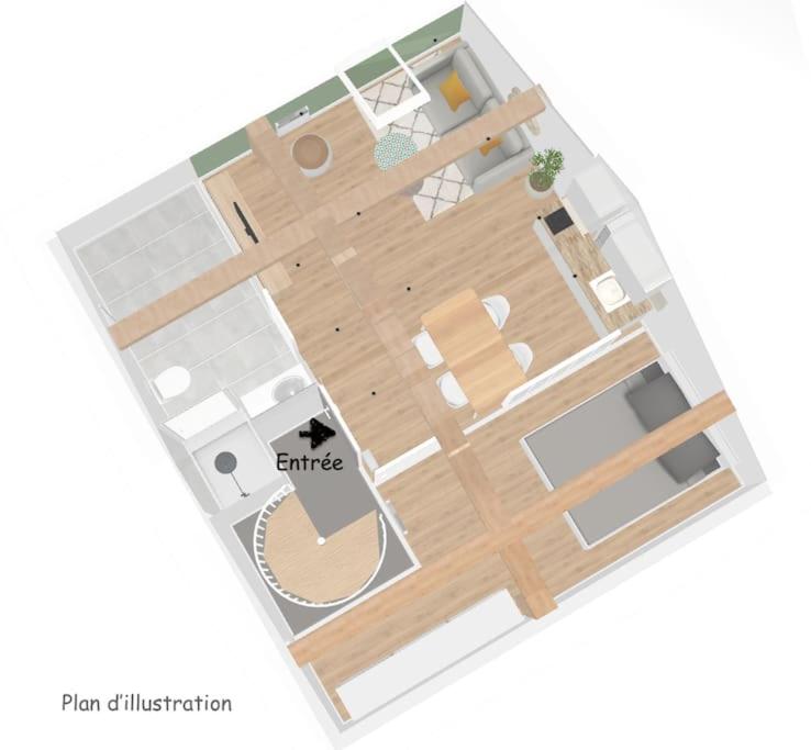 Půdorys ubytování JOLI MANSARDÉ au Calme - Le Jardin de l'Evêché a votre Fenêtre