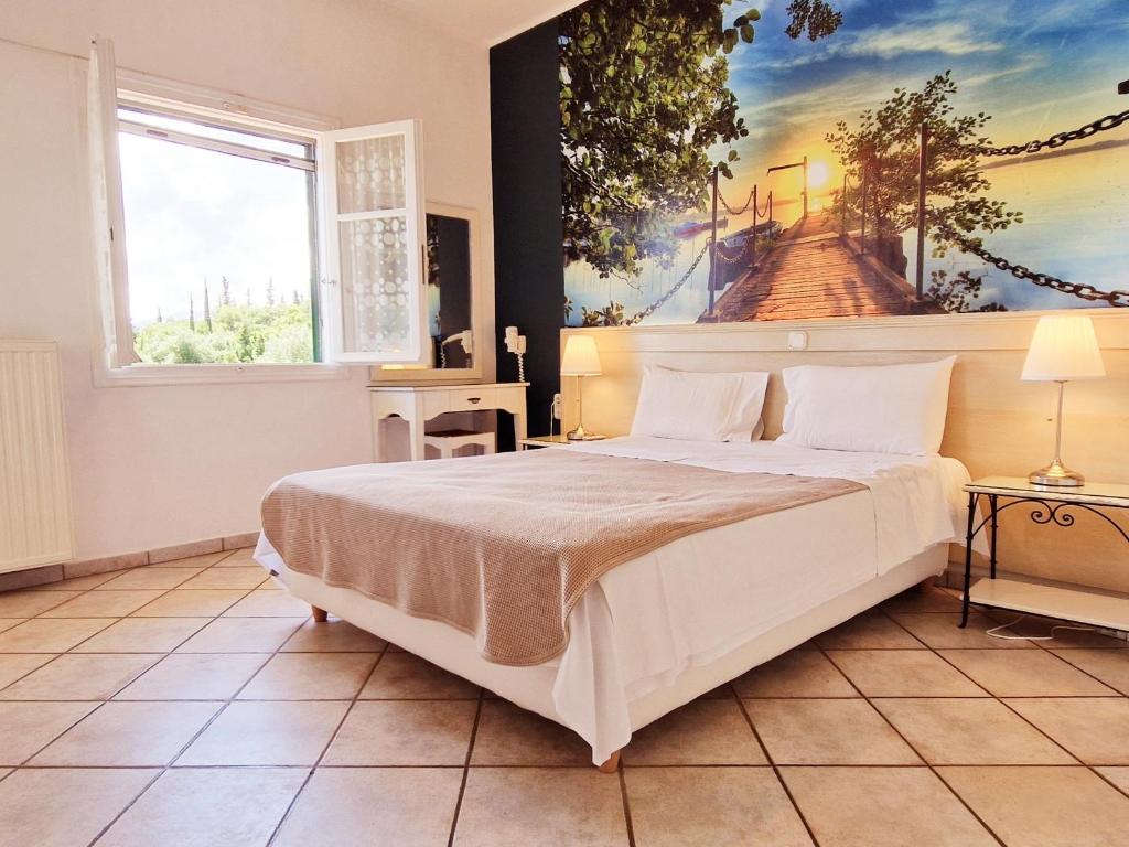 Posteľ alebo postele v izbe v ubytovaní Panorama Apartments Fiscardo