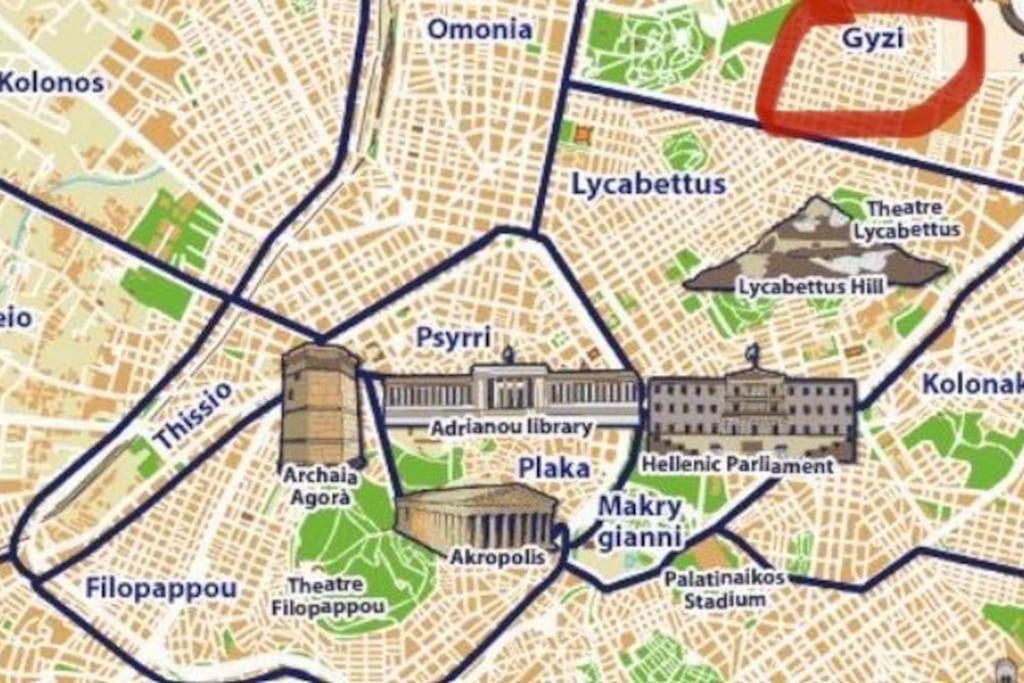 Une carte de l'acropole des athées dans l'établissement Green Day, à Athènes