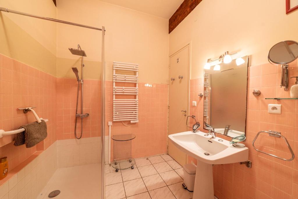 a bathroom with a sink and a shower at Michelet in Collioure