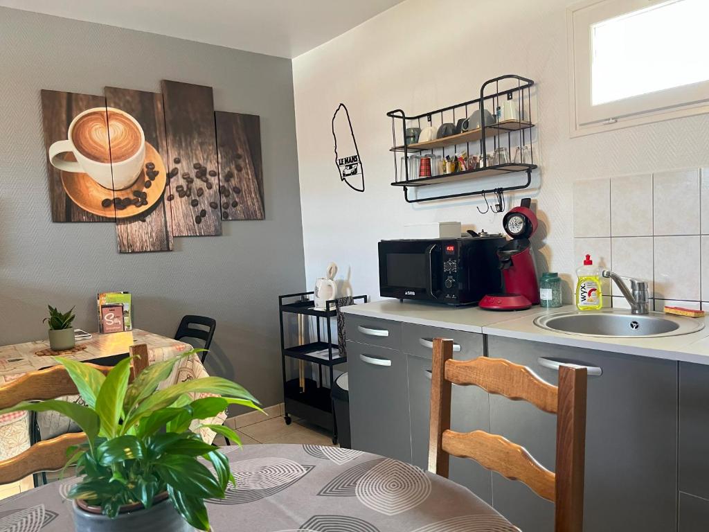 Kuchyňa alebo kuchynka v ubytovaní L'Arbre de Vy - T2 42m2 indépendant, 5 pers, garage, proche Gare