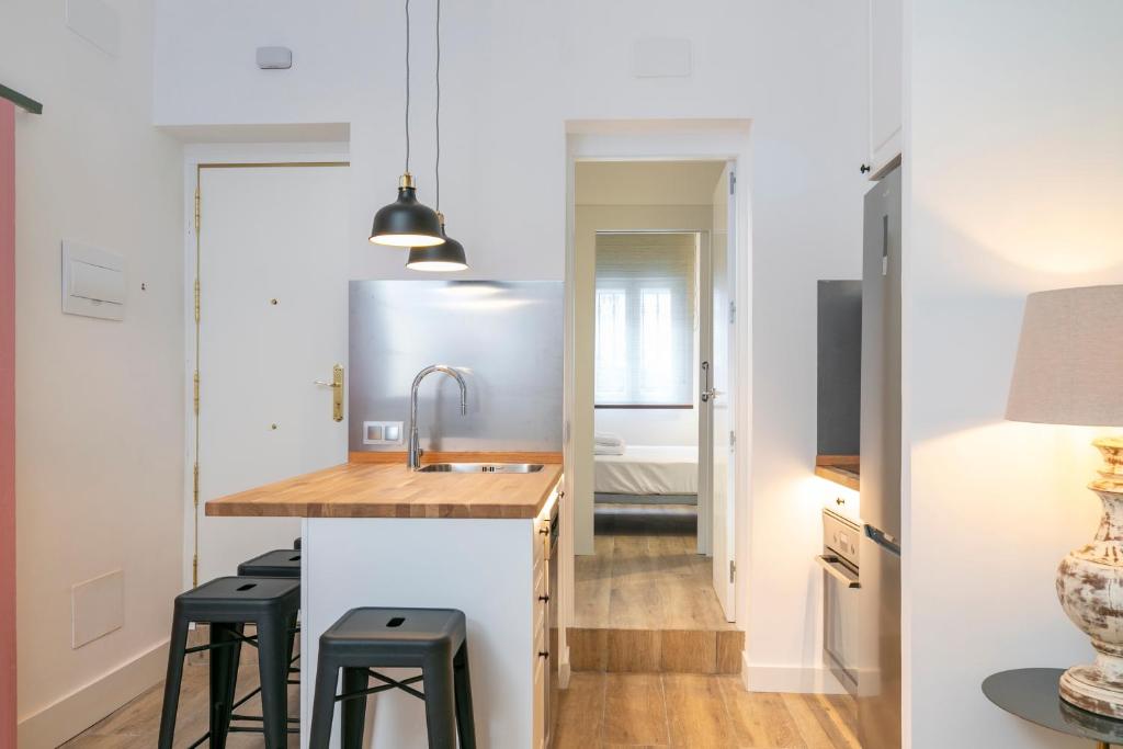Kuchyň nebo kuchyňský kout v ubytování PLAZA DE CASTILLA Apartments