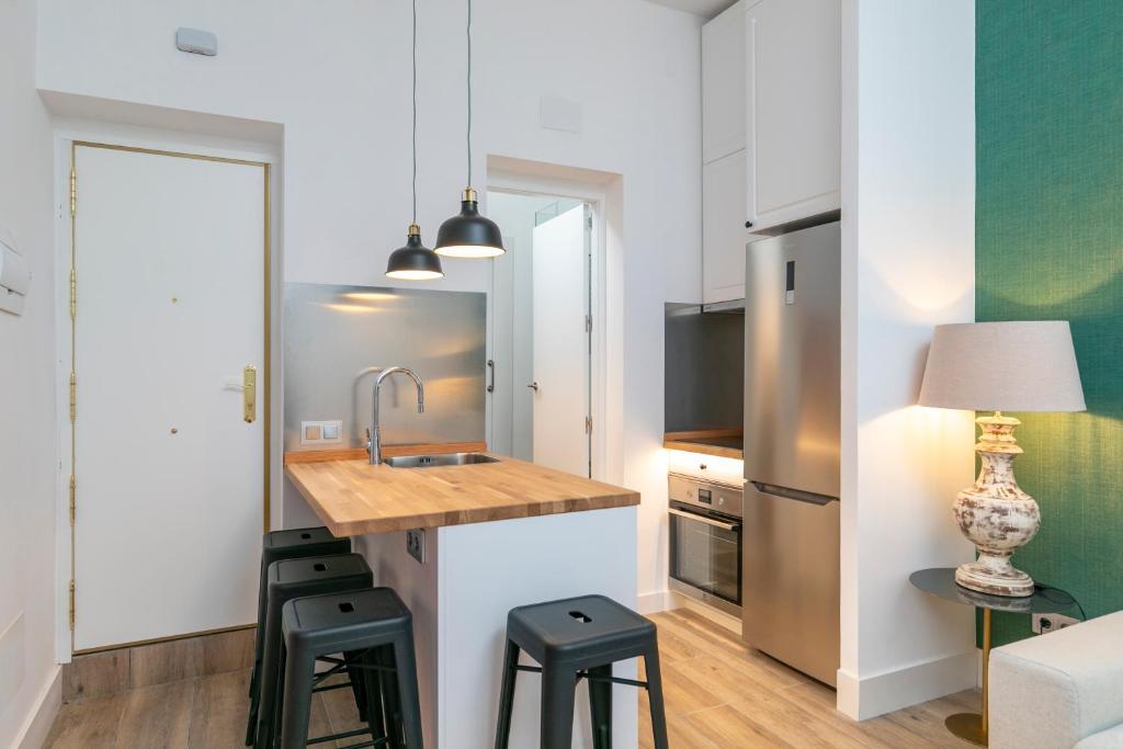 Kuchyň nebo kuchyňský kout v ubytování PLAZA DE CASTILLA Apartments