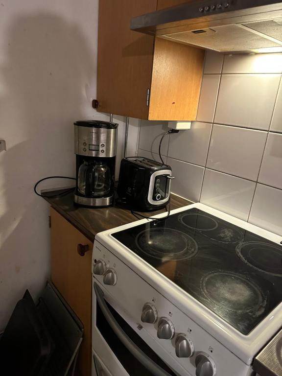 Kuchyň nebo kuchyňský kout v ubytování Room A