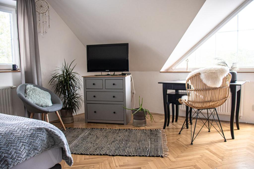 TV a/nebo společenská místnost v ubytování Apartmány u Petry