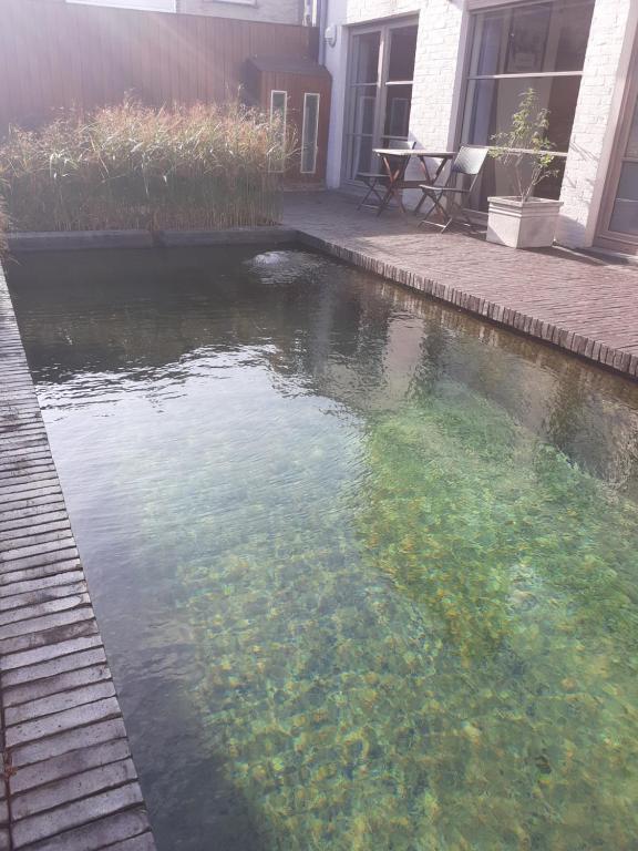 a pool of water in front of a house at Home Away in Blankenberge