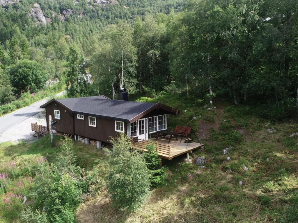 an aerial view of a house on a hill at Holiday Home Bjørnnåslia - SOW161 by Interhome in Åseral