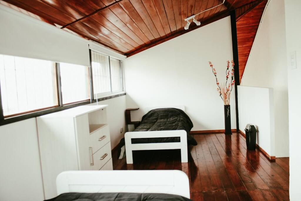 Casa Tipo Loft- Tigre Centro في تيغري: غرفة معيشة مع أريكة وطاولة ونوافذ