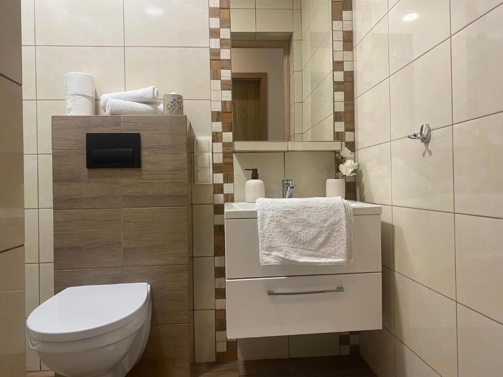 Kúpeľňa v ubytovaní Domek Skalite w Szczyrku
