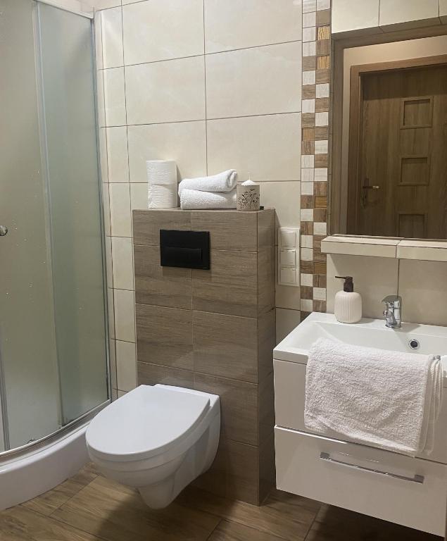 Kúpeľňa v ubytovaní Domek Skalite w Szczyrku