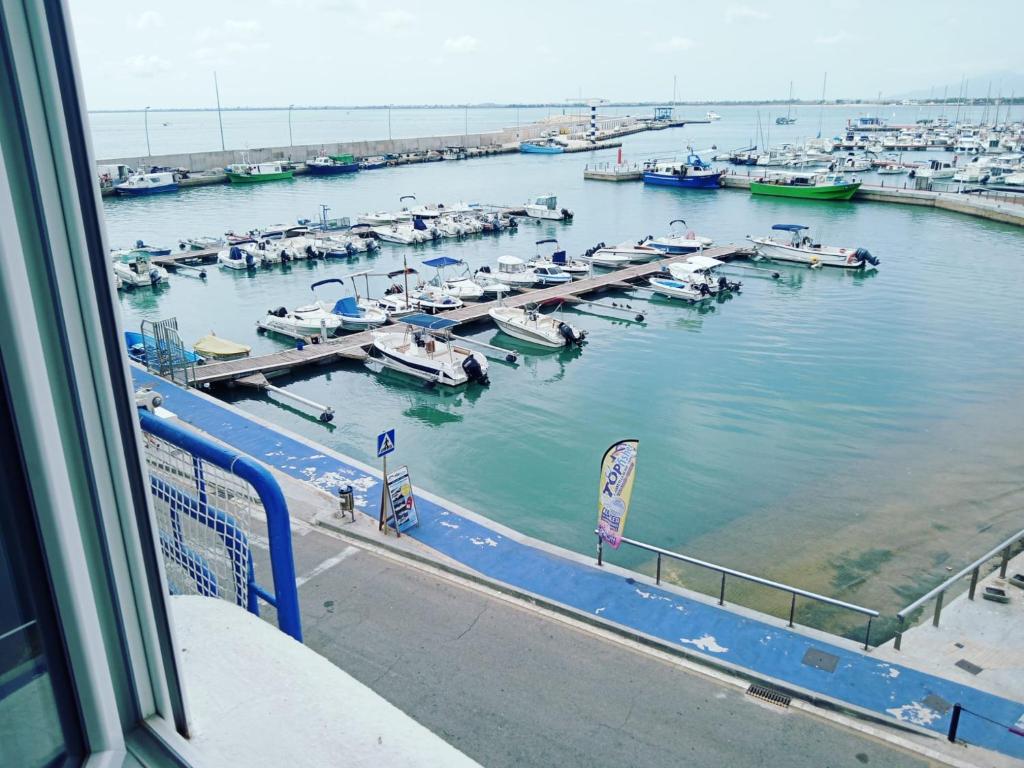 a view of a marina with boats in the water at Vora Port in L'Ampolla