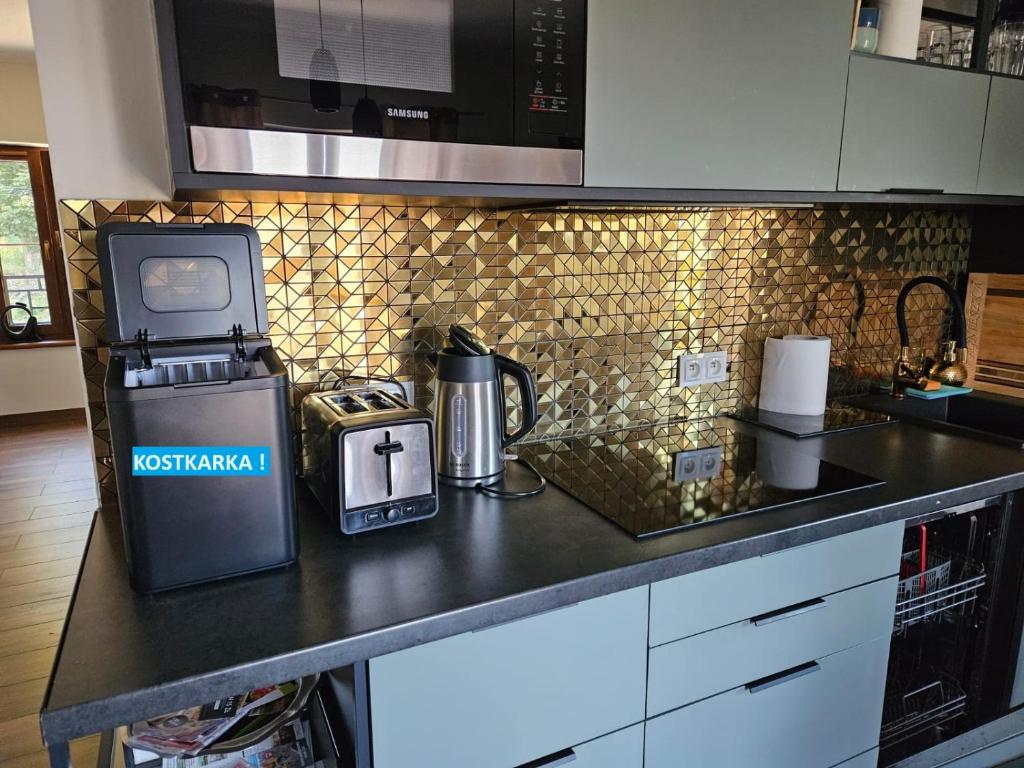 Kuchyň nebo kuchyňský kout v ubytování Green Park Resort A8 - Apartament Waloński - z dostępem do basenu, sauny, jacuzzi, siłowni - Widok z 3 stron budynku