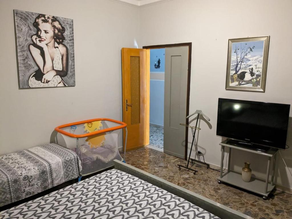 Televízia a/alebo spoločenská miestnosť v ubytovaní L'ermellino Ubriaco Casa vacanza