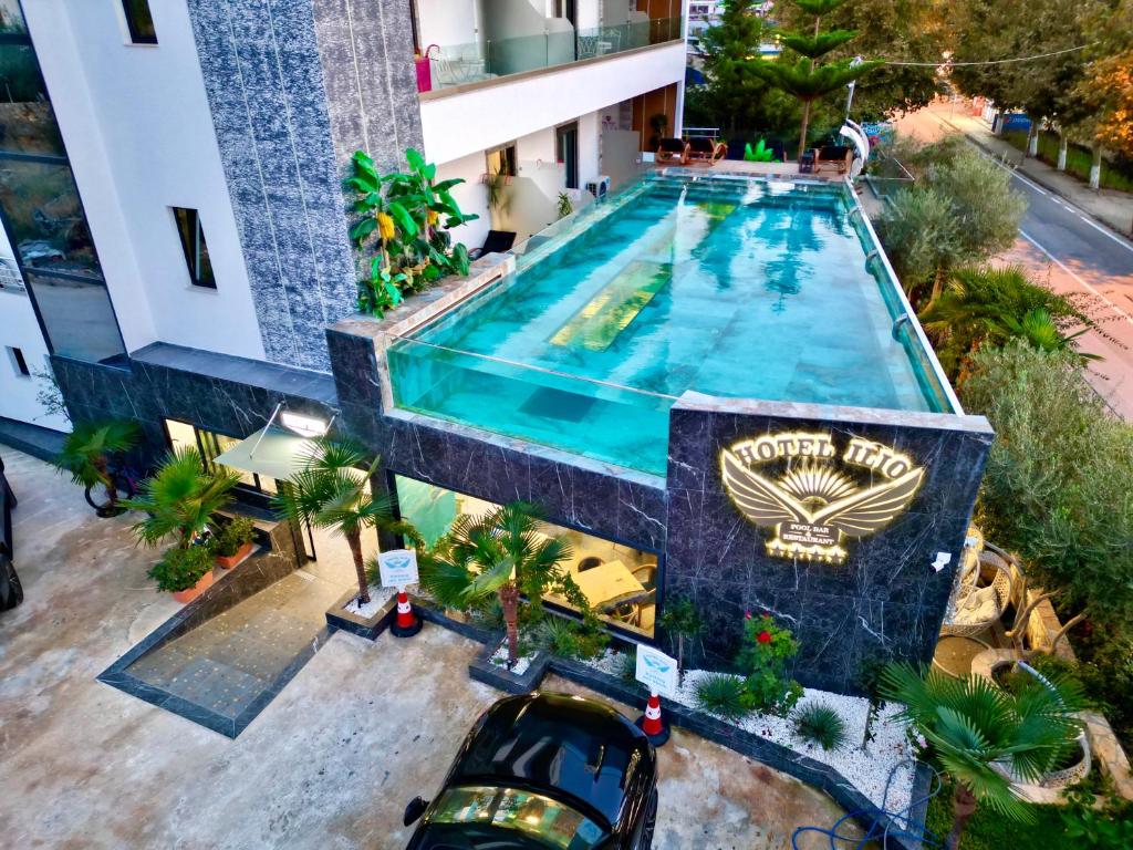 an overhead view of a swimming pool at a hotel at Ilio Boutique Hotel in Ksamil