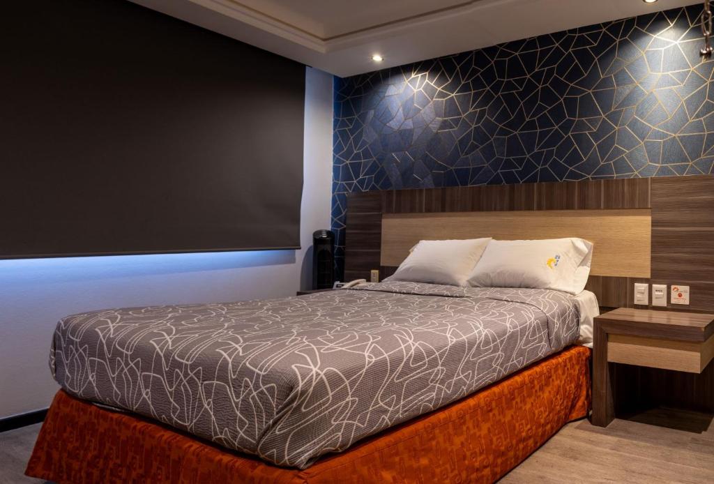 1 dormitorio con cama y pantalla grande en Hotel Villa del Mar en Ciudad de México