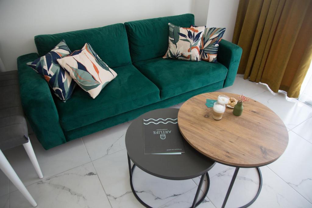 Posezení v ubytování ArtLife apartments (FAUNA)