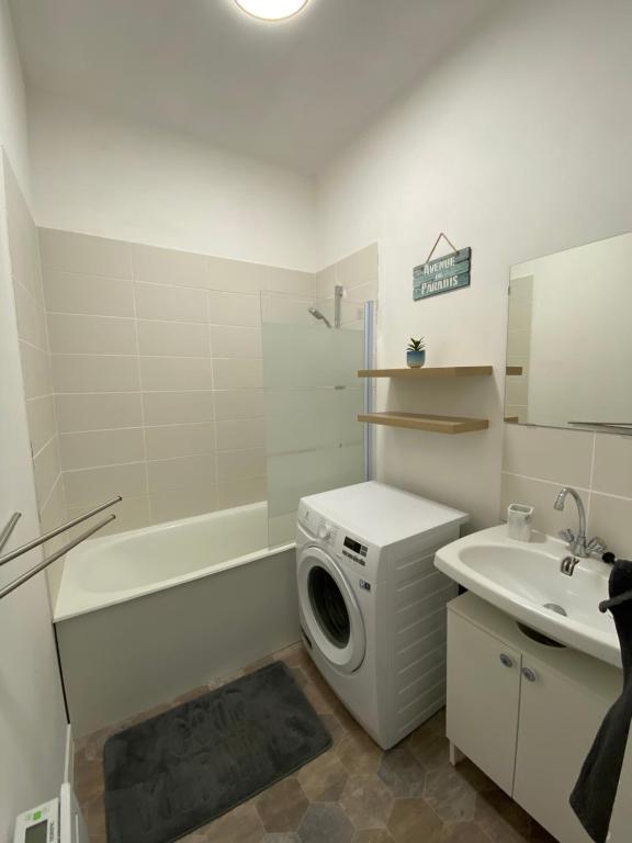 Koupelna v ubytování Grand deux pièces au pied du parc du château