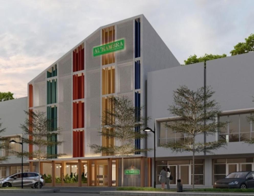 an artist rendering of a planned hotel building at Parkside Alhambra Hotel Banda Aceh in Banda Aceh