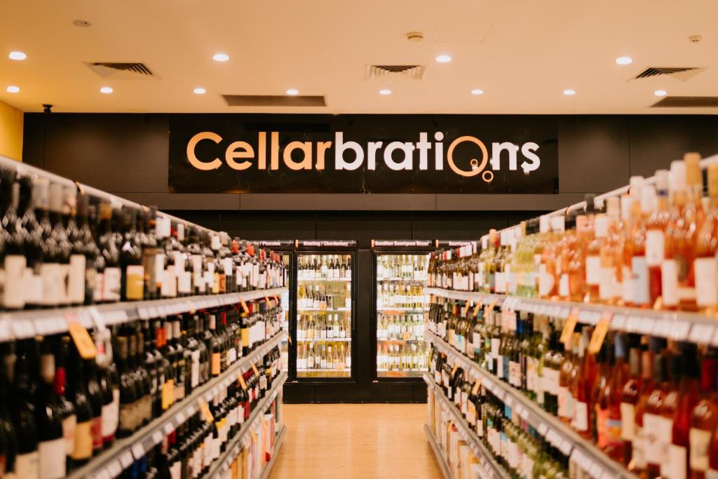 a store filled with lots of bottles of wine at Ceduna Foreshore Hotel Motel in Ceduna