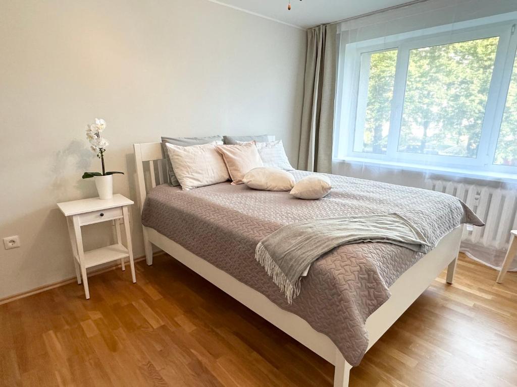 Кровать или кровати в номере Lovely beachfront apartment in Pärnu