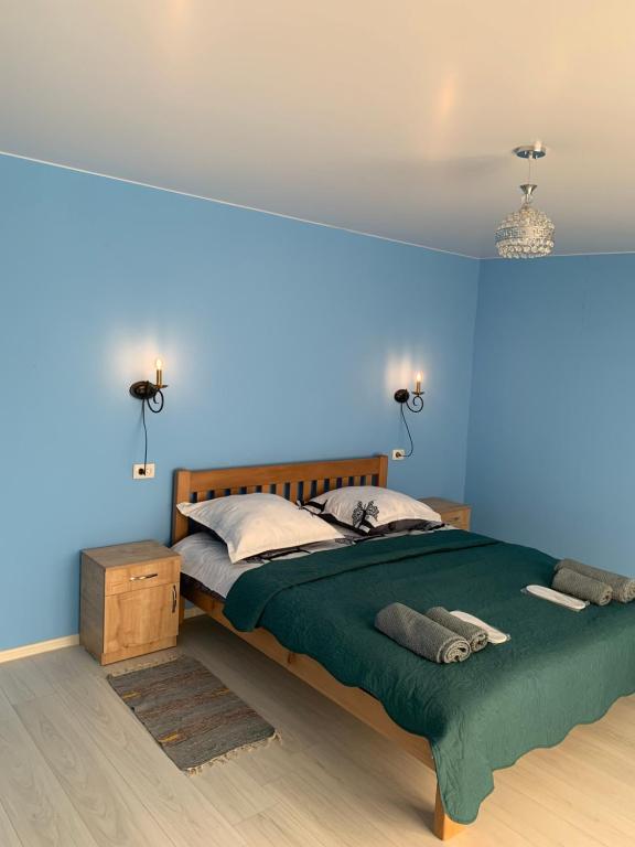 Postel nebo postele na pokoji v ubytování Mate's home Kazbegi