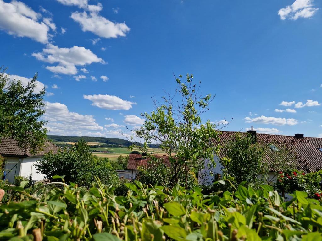 a view from the garden of a house at Katrins Ferienwohnung in Hammelburg