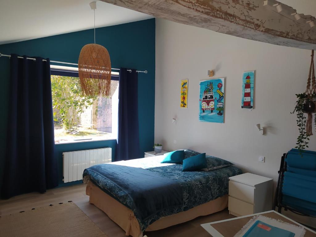 Postel nebo postele na pokoji v ubytování CAP MANVIEUX Gîtes