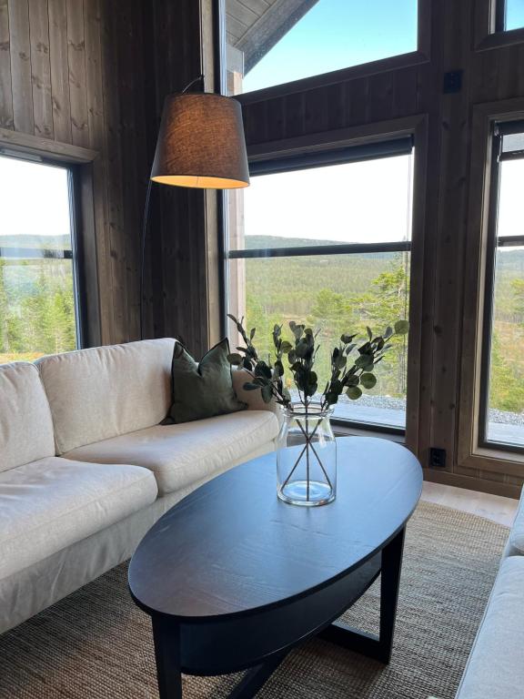 Posezení v ubytování Polaren by Norgesbooking - cabin with amazing view