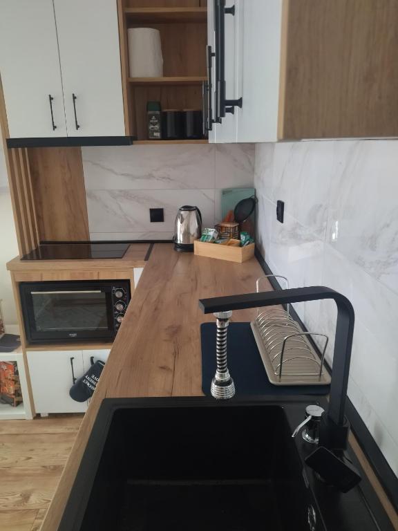 Kuchyň nebo kuchyňský kout v ubytování Apartman Element