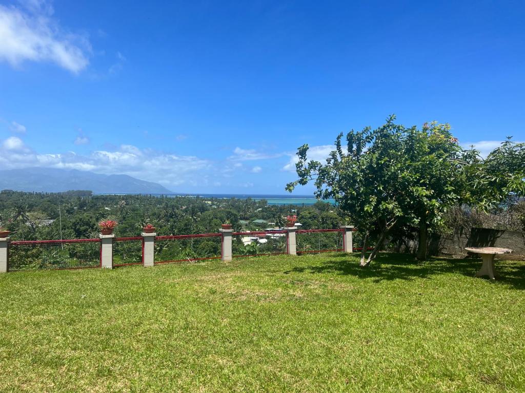 een bank bovenop een grasveld bij Mataiea Villa view in Mataiea