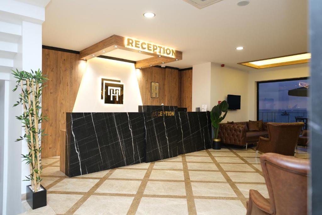 The lobby or reception area at The Marine Hotel