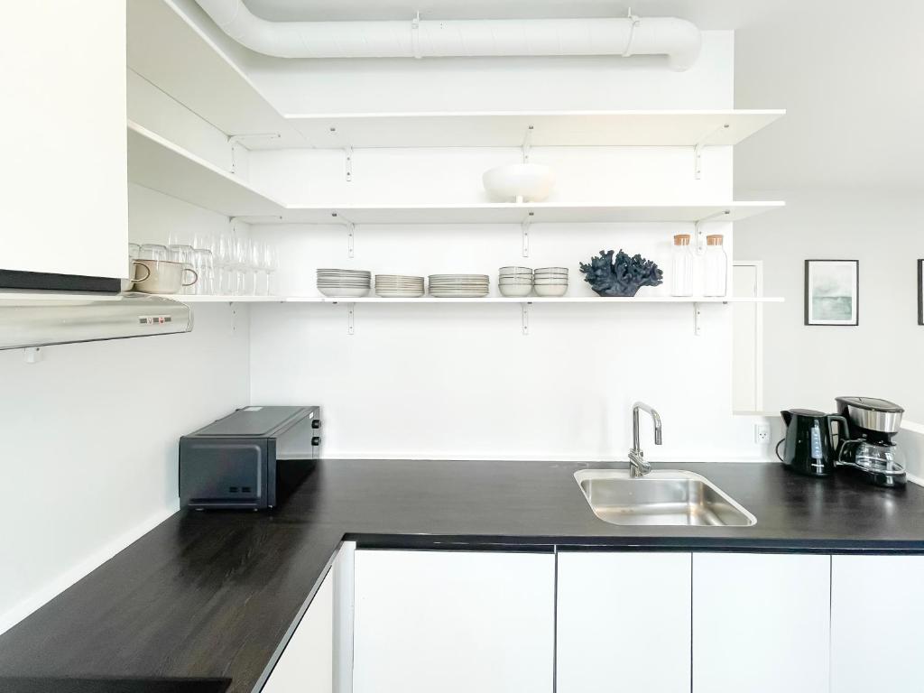Kuchyň nebo kuchyňský kout v ubytování Beautiful One-Bedroom Apartment in CPH City