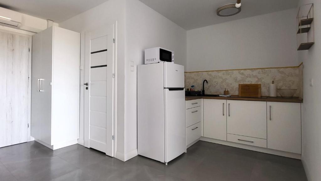 Kuchyňa alebo kuchynka v ubytovaní Apartamenty Czerwona Stodoła