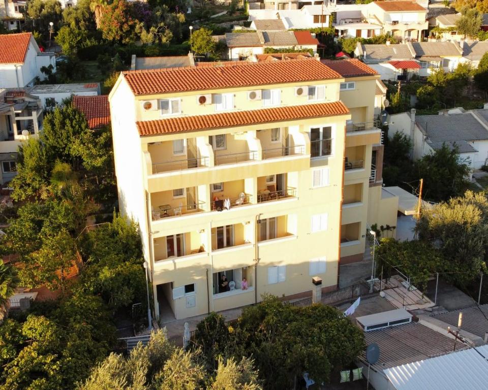 an aerial view of a building in a city at Vila Lena in Petrovac na Moru