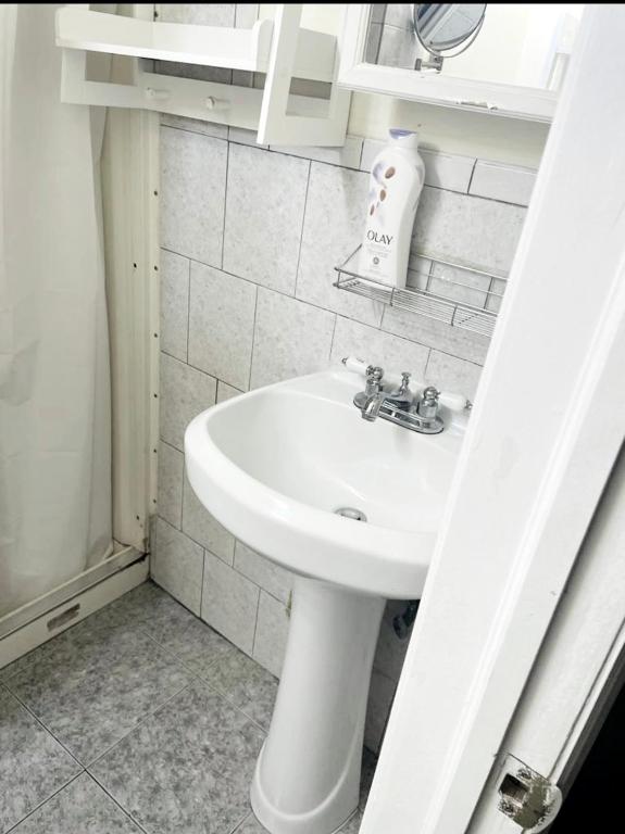 Koupelna v ubytování Large 3-Bedrooms/2-Bath Apt, One Block to Train