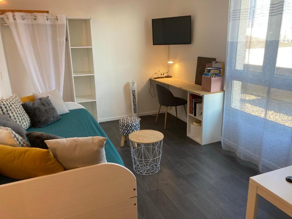 TV a/nebo společenská místnost v ubytování Studio Remparts Porte St Roch