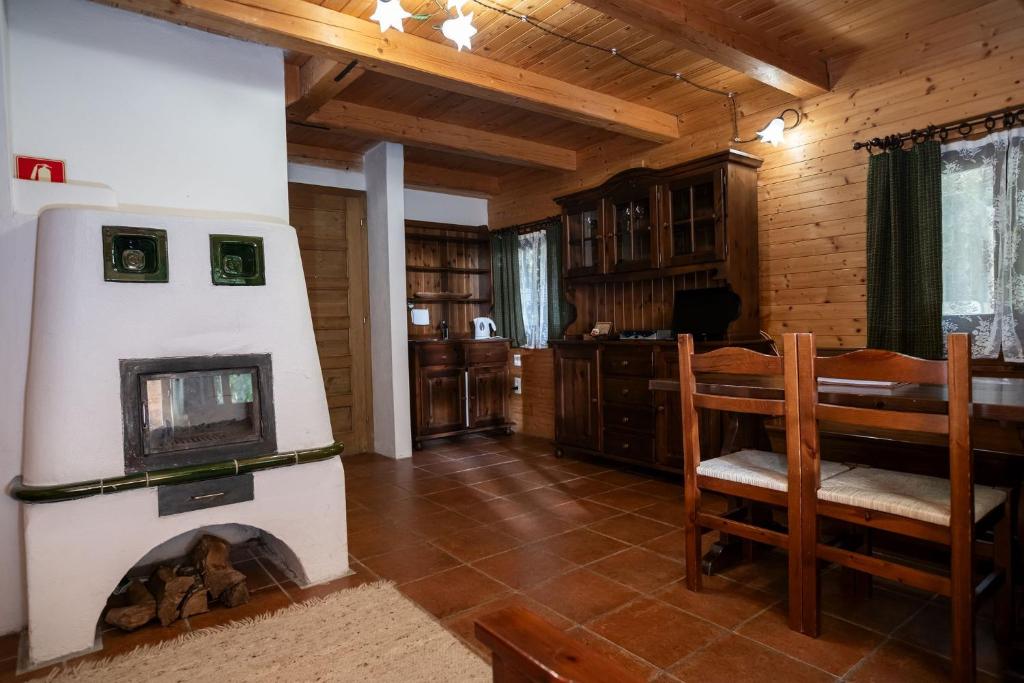 Kuchyň nebo kuchyňský kout v ubytování Pristava Lepena Village