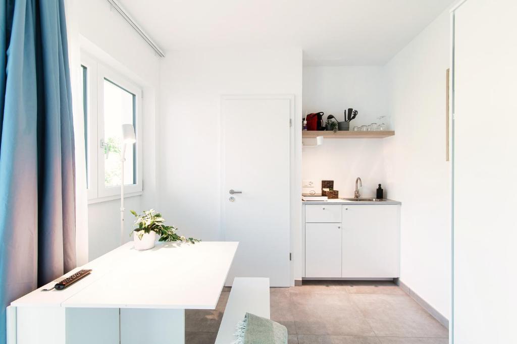 Cucina o angolo cottura di Le Betulle Studios by Quokka 360 - studio apartments by the Origlio lake