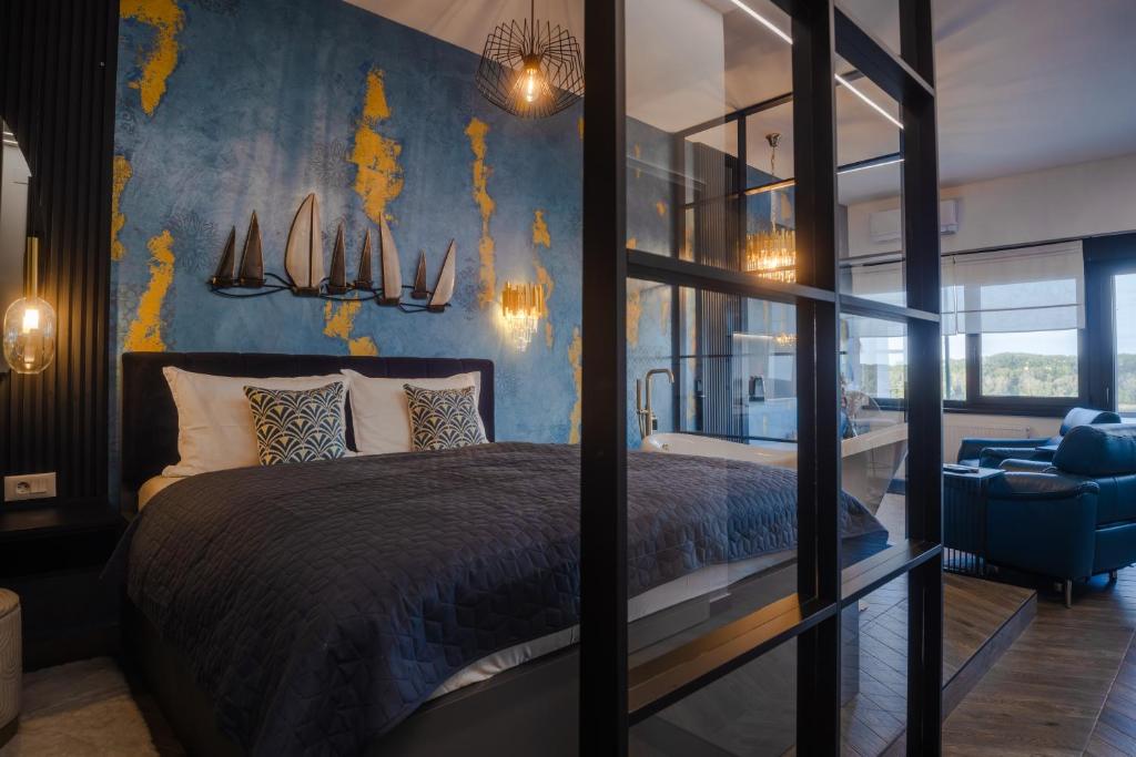 Postel nebo postele na pokoji v ubytování Stari Toranj IV studio apartman