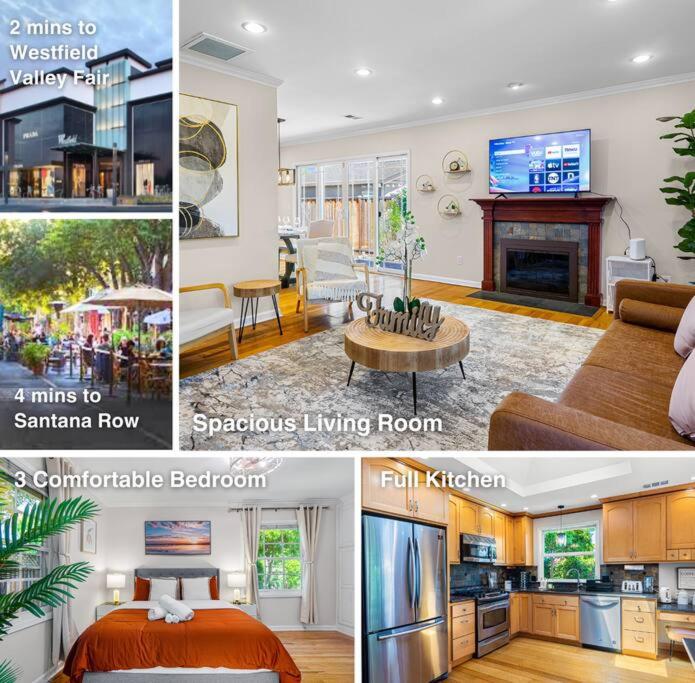 un collage de fotos de una sala de estar y una cocina en Great View & Bright 3Br home /AC/ San Jose en San José