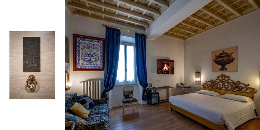 ein Schlafzimmer mit einem Kingsize-Bett und einem Sofa in der Unterkunft Excellent Trinity Rooms in Rom