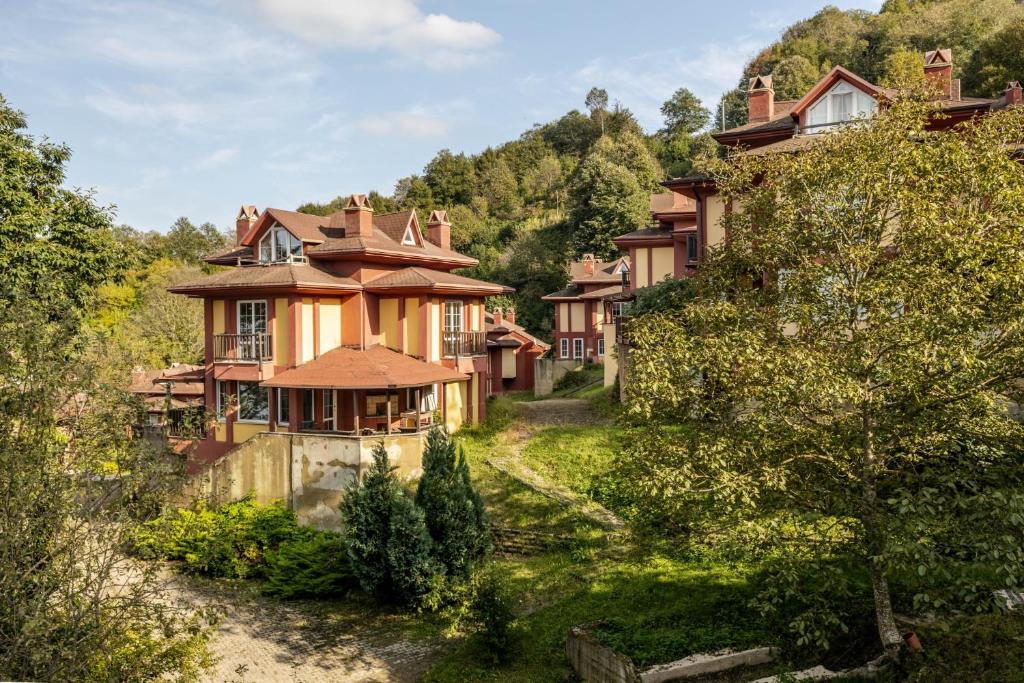 an old house on the side of a hill at Sleek Villa with Backyard and Sapanca Lake View in Sapanca