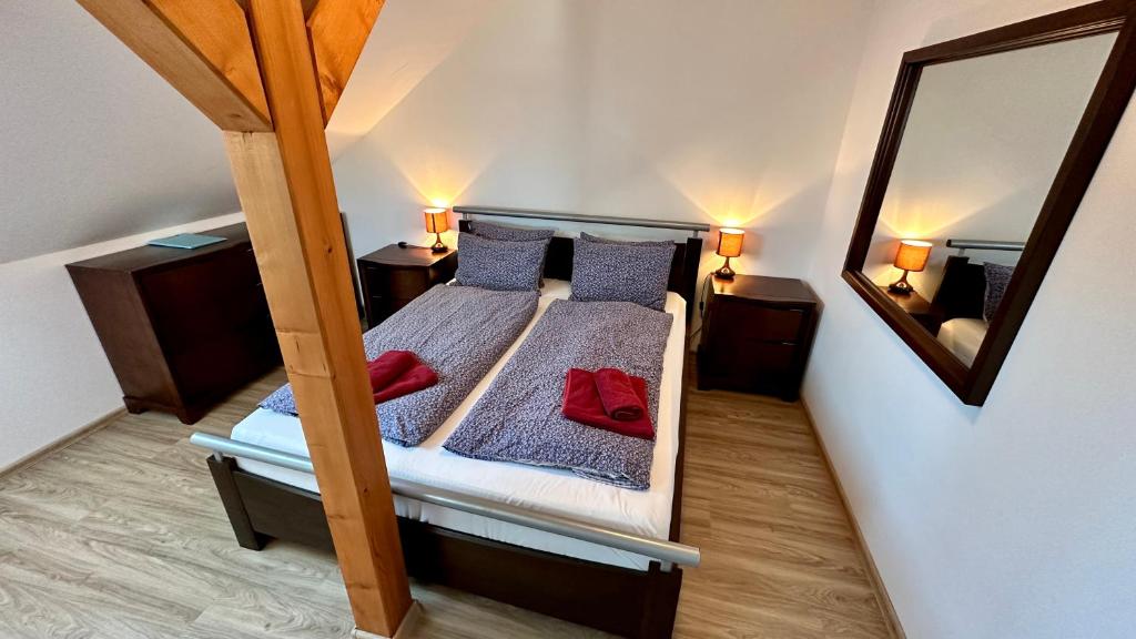 Postel nebo postele na pokoji v ubytování Třeboňský penzion