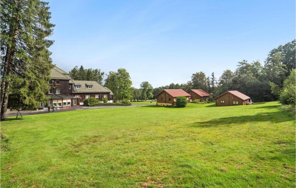 a large green field with houses in the background at Stunning Home In Oberharz With Wifi in Waldschlösschen