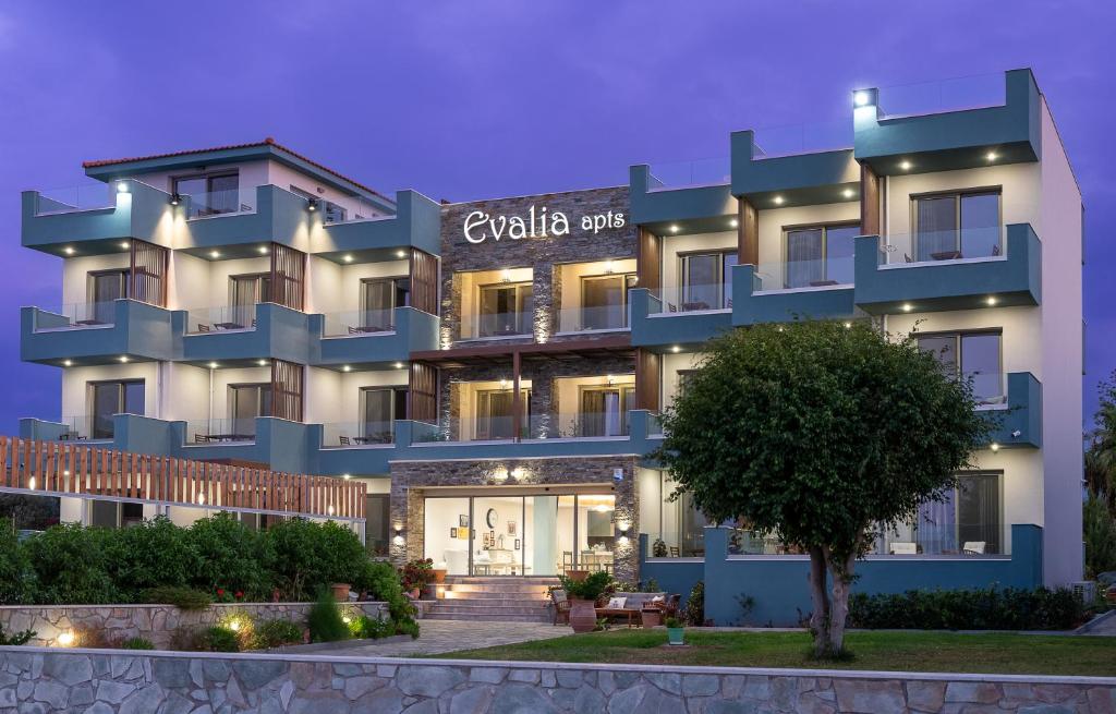 a rendering of an apartment building at night at Evalia Apartments in Hersonissos