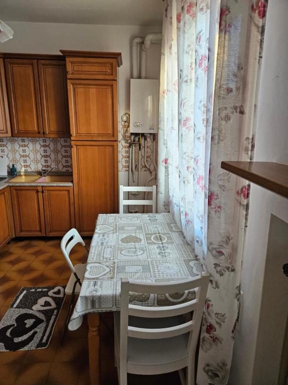 - une petite cuisine avec une table et des chaises dans la chambre dans l'établissement Singolo Mini Apartamento, à Padoue